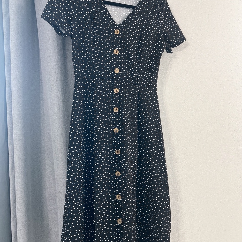 Black Polka Dot Button-Down Dress